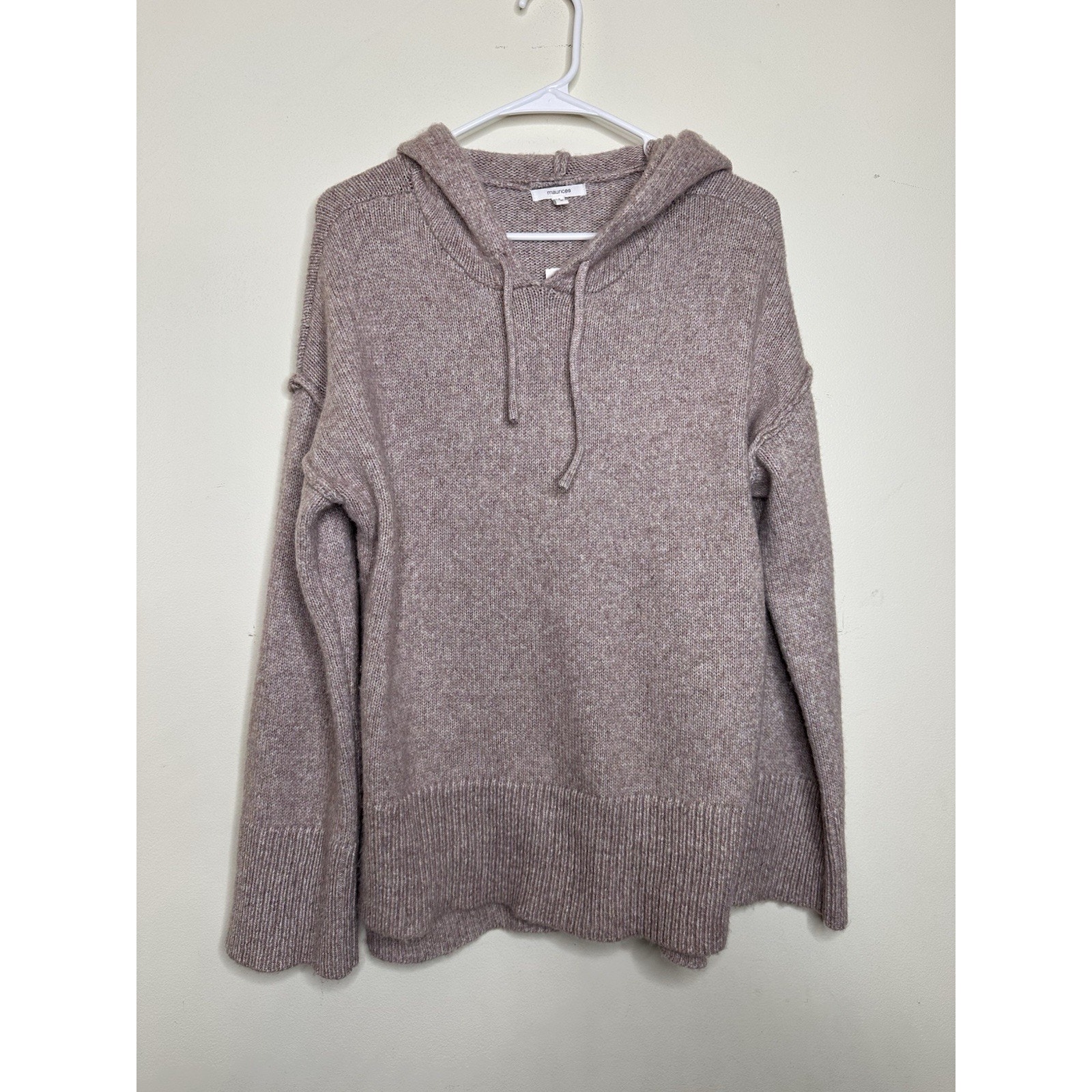Maurice’s New Size Small Marled Hooded Sweater Soft Light Purple Mauve Tan
